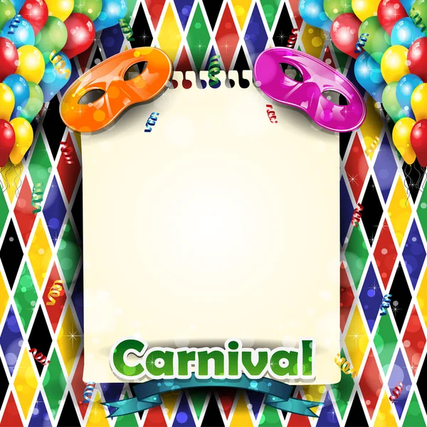 Carnival harlequin med plåt — Stock vektor