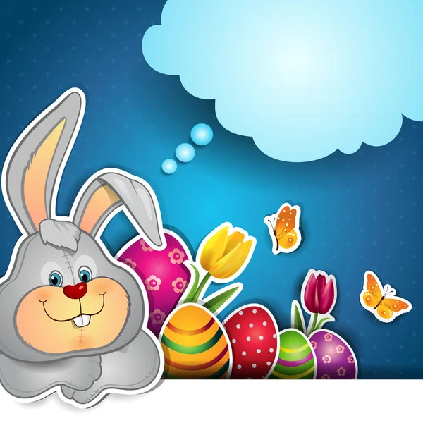 Кролик с пасхальными яйцами — стоковый вектор