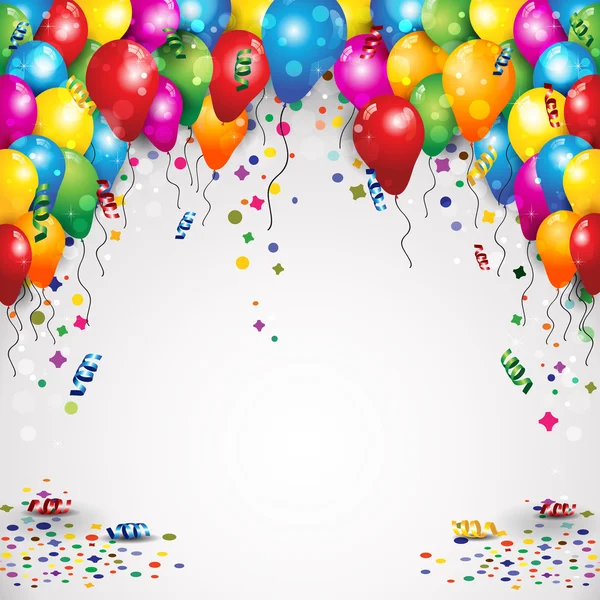 Globos de fiesta y confeti — Vector de stock