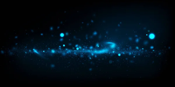 Vector Abstract Background Blue Particles Flowing Dark Glowing Magical Lights 矢量图形