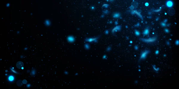 Vector Abstract Background Blue Particles Flowing Dark Glowing Magical Lights Stok Vektör