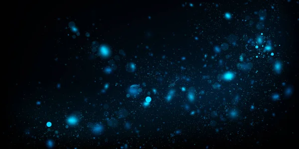 Vector Abstract Background Blue Particles Flowing Dark Glowing Magical Lights Telifsiz Stok Vektörler