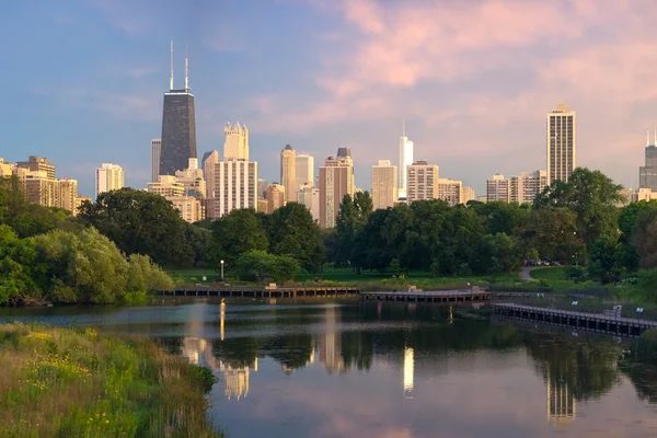 Chicago ao pôr do sol — Fotografia de Stock