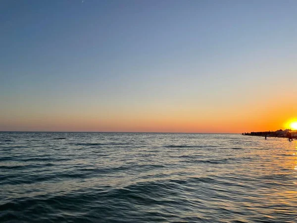 Mořský Horizont Krásný Západ Slunce — Stock fotografie