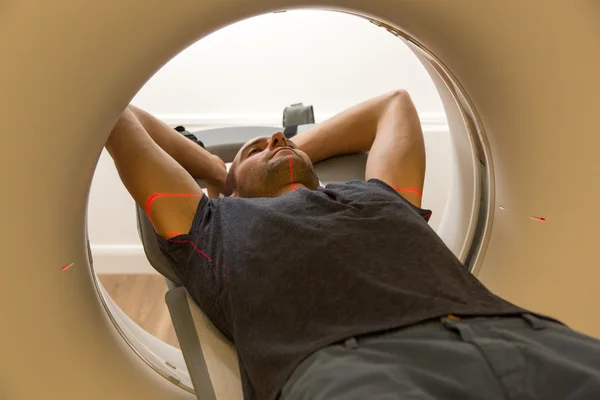 Patient examined in tomography CT at radiology — Stock Photo, Image