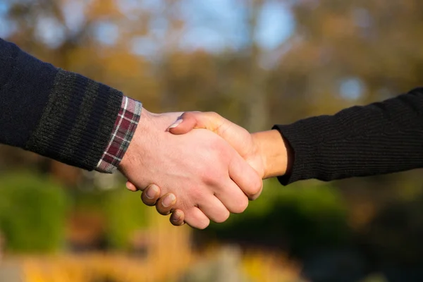 Closeup of couple holding hands — Stock Photo, Image