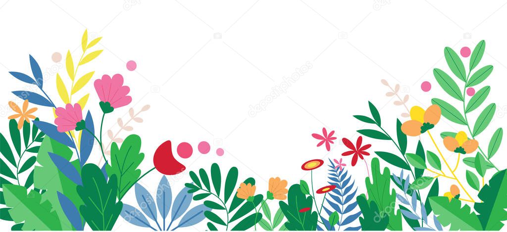 Floral concept for website banner, presentation template, cover and card design. Nature background. Vector illustration.