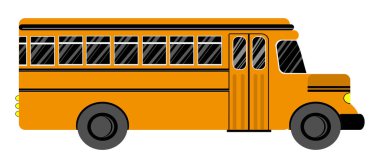 Okul otobüsü. Beyaz bir arka planda. Düz stil. Vektör illüstrasyonu