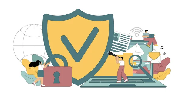 Segurança Rede Protecção Dados Informáticos Base Dados Confiável Segurança Software — Vetor de Stock