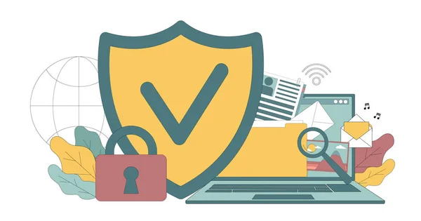 Segurança Rede Protecção Dados Informáticos Base Dados Confiável Ilustração Vetorial — Vetor de Stock