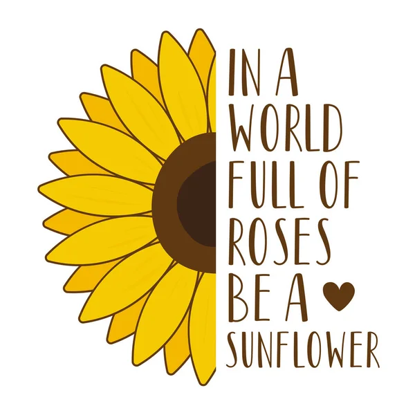 Love Sunflower Isoliert Auf Weißem Hintergrund Nettes Draw Flower Design — Stockvektor