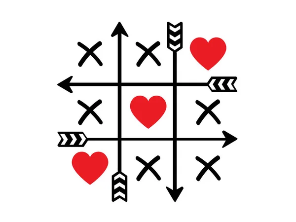 Tic Tac Toe Valentine Day Jogo Isolado Fundo Branco Amor Vetor De Stock