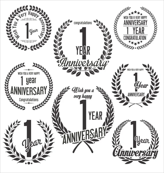 Anniversary laurel wreath retro vintage design — Stock Vector