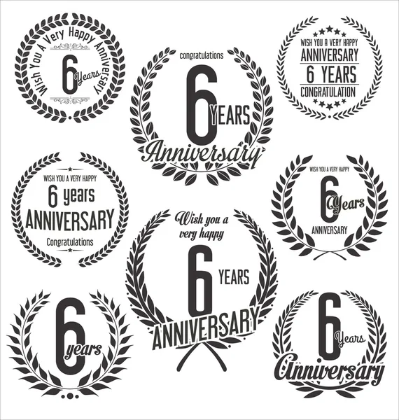 Anniversary laurel wreath retro vintage design — Stock Vector