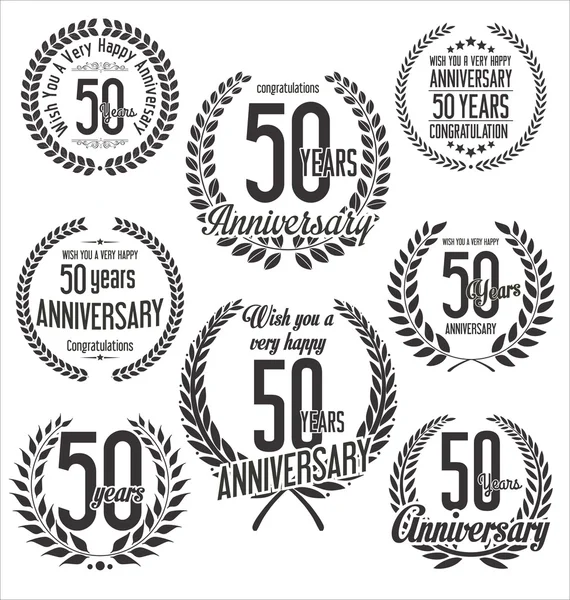 Anniversary laurel wreath retro vintage design — Stock Vector