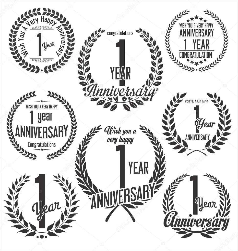 Anniversary laurel wreath retro vintage design