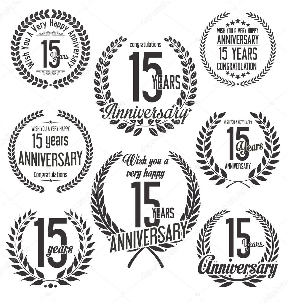 Anniversary laurel wreath retro vintage design