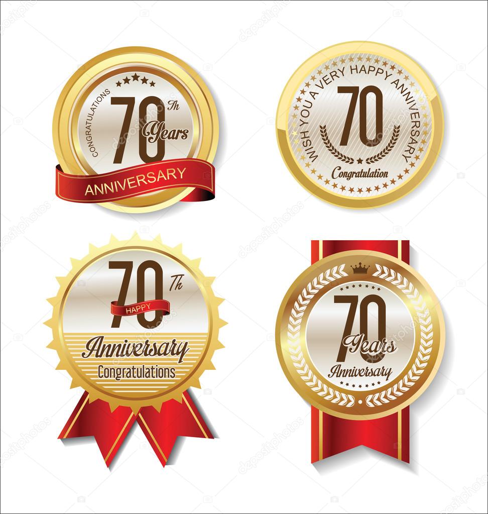 Anniversary Retro vintage golden labels collection 70 years