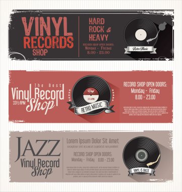 Vinil plak mağazası retro grunge afiş