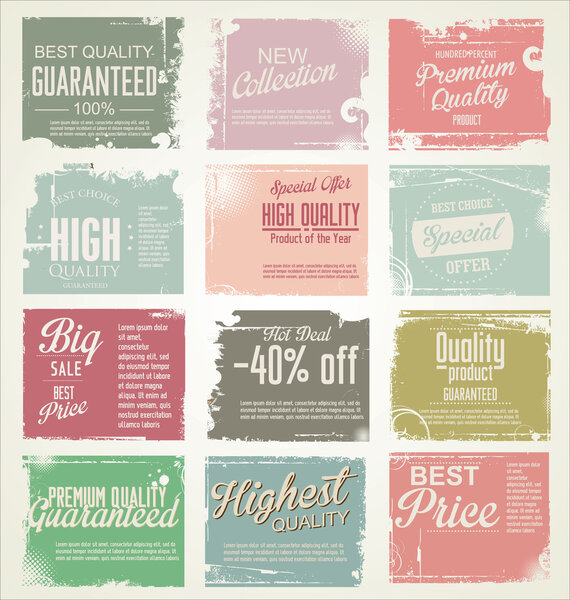 Коллекция высококачественных ретро-винтажных этикеток
