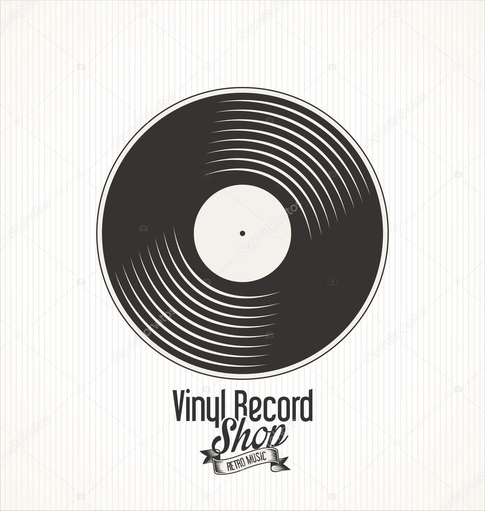 Vinyl record shop retro grunge banner