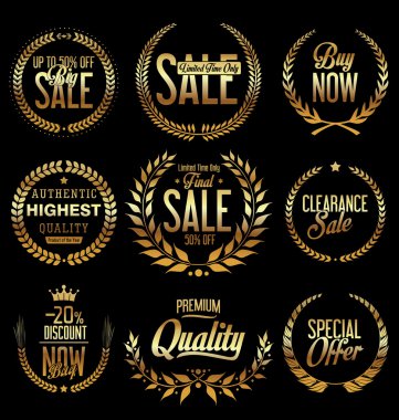 Satılık Retro vintage defne çelengi etiketleri