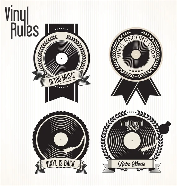 Vinyl record shop badges collectie — Stockvector