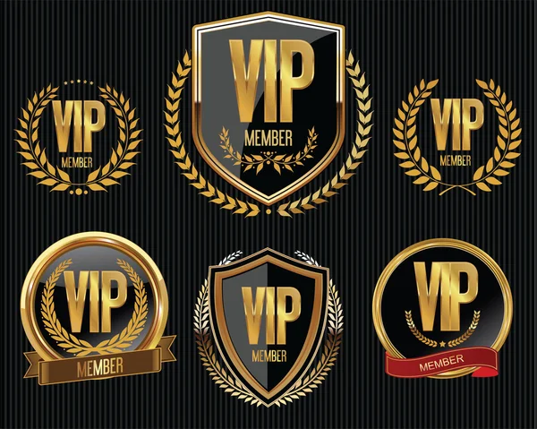 Vip medlem gyldne badge kollektion – Stock-vektor