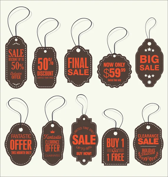 Vintage Style Sale Tags Design — Stock Vector