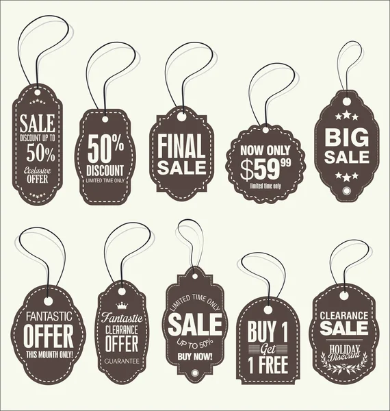 Vintage Style Sale Tags Design — Stock Vector