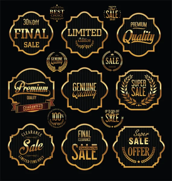 Premium Quality and Guarantee Labels with retro vintage styled design — Stock Vector