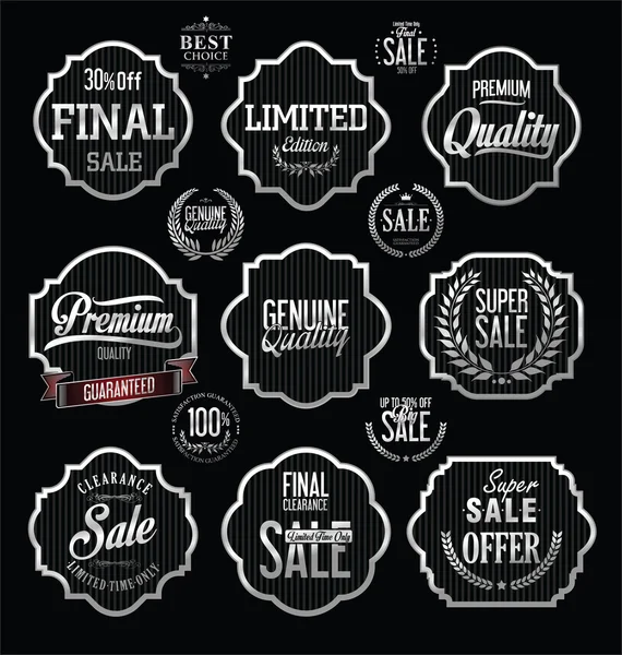 Premium Quality and Guarantee Labels with retro vintage styled design — Stock Vector