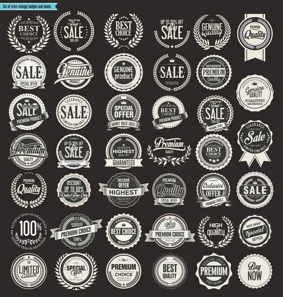 Prodej retro vintage odznaky a popisky kolekce — Stockový vektor