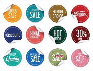 Satılık çıkartmaları ve Etiketler koleksiyonu