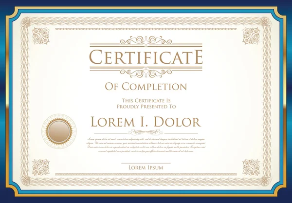 Сертификат или диплом шаблон ретро-винтажный дизайн — стоковый вектор