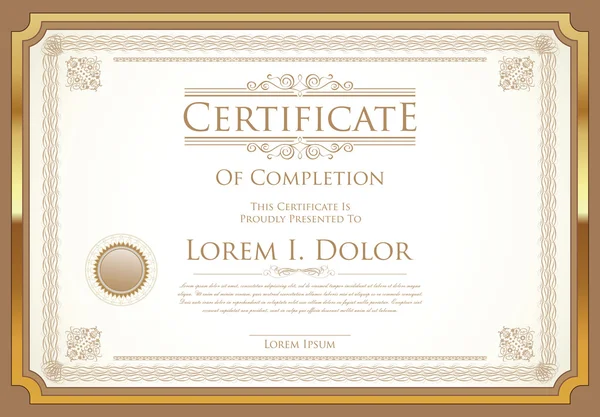 Certificado ou diploma modelo retro vintage design — Vetor de Stock