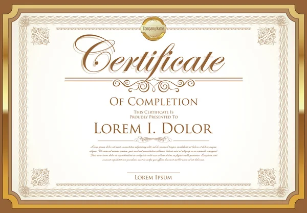 Plantilla de certificado o diploma diseño retro vintage — Vector de stock