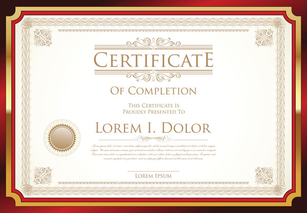 Certificate or diploma template retro vintage design