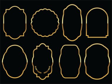 8 boş altın vintage çerçeve kümesi