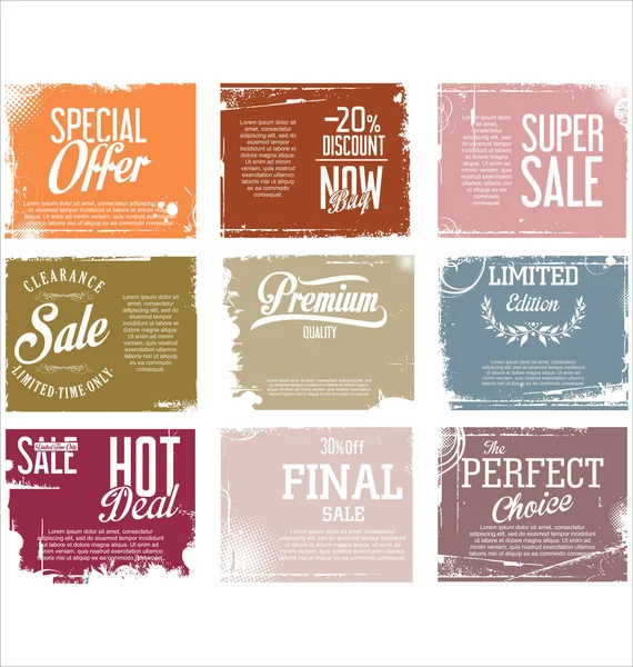 Hochwertige Retro Vintage Grunge Labels Kollektion — Stockvektor