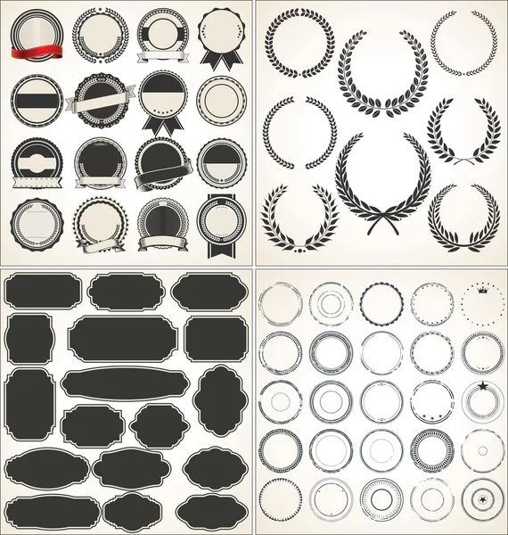 Набор пустых ретро-винтажных рамок лавры значки и марки — стоковый вектор