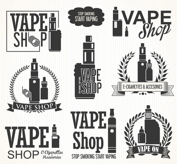 Eléments pour Vapor bar et vape shop cigarette électronique — Image vectorielle