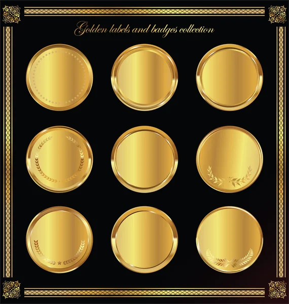 Colección de insignias y etiquetas doradas — Vector de stock