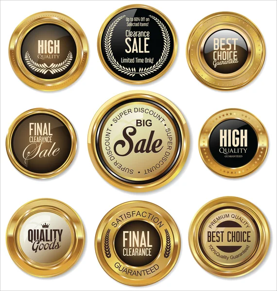 Gouden badges retro vintage collectie — Stockvector