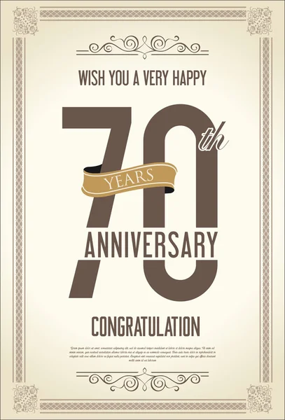 Aniversario retro vintage fondo — Vector de stock