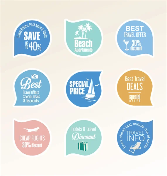 Stickers vacances vacances et étiquettes design — Image vectorielle