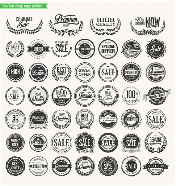 Colección de insignias retro de primera calidad — Vector de stock