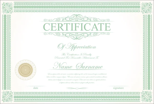 Modèle de certificat ou de diplôme vintage rétro — Image vectorielle