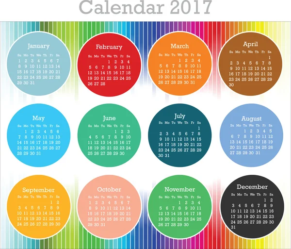 Calendário para o ano 2017 —  Vetores de Stock