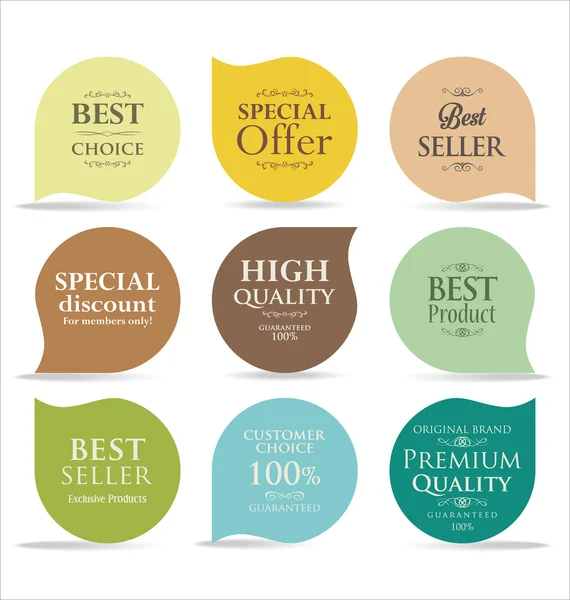 Zlatý Premium kvality retro štítky — Stockový vektor